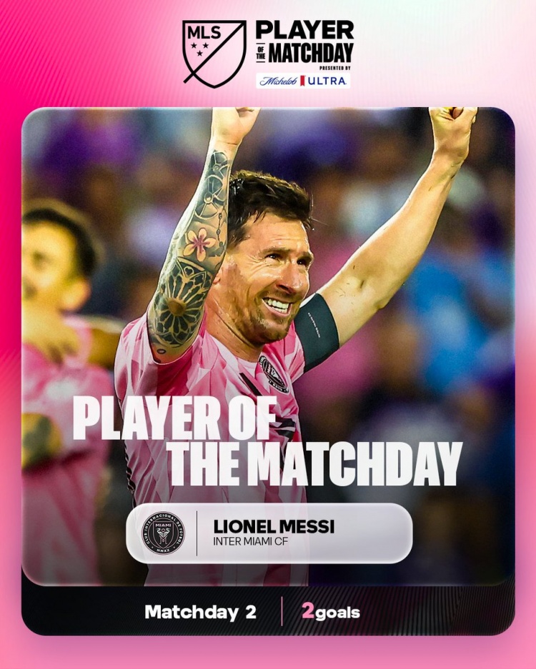 九球直播奇异果体育-梅开二度！梅西当选美职联本轮比赛最佳球员